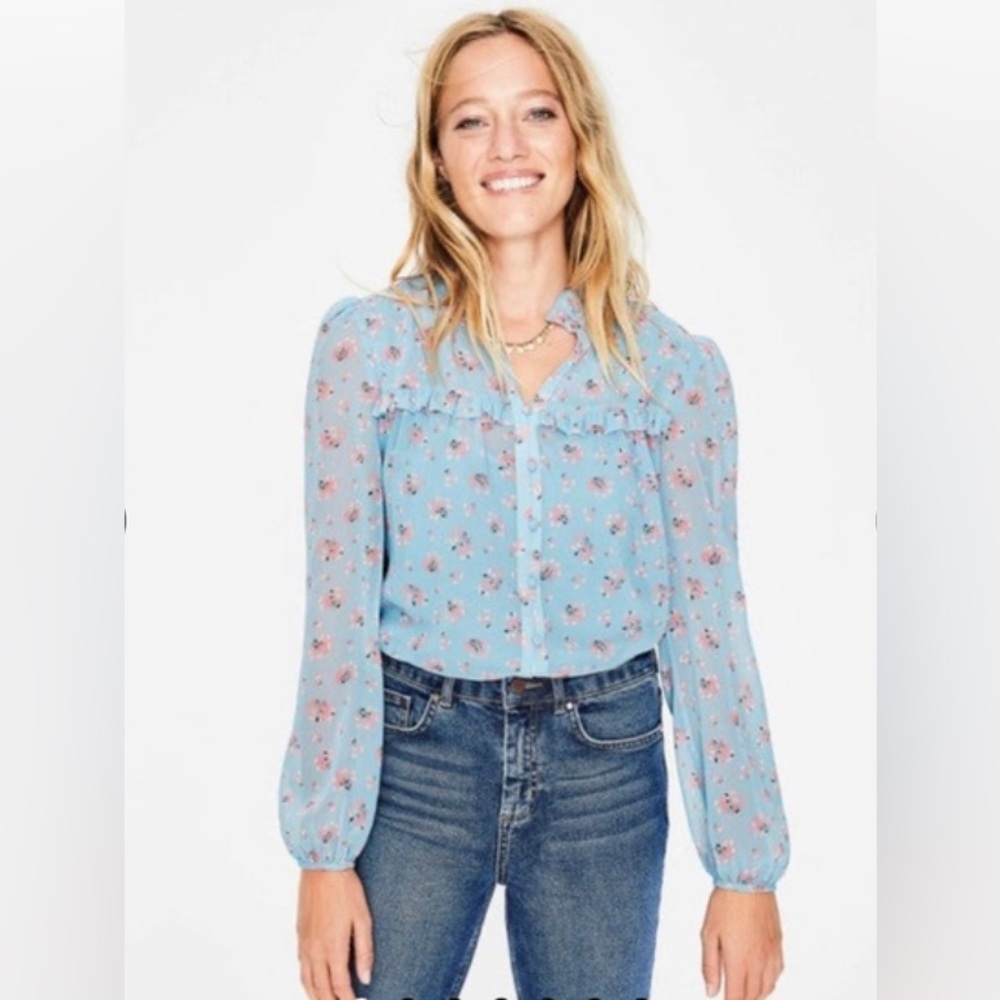 BODEN Anya Blouse BLUE POSY BLOOM